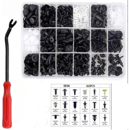 New Universal Car Clips 415 in 1 Assortment + 6 inch Remover Auto Trim Panel Rivets Outdoor Anti-resistance Repairing Parts