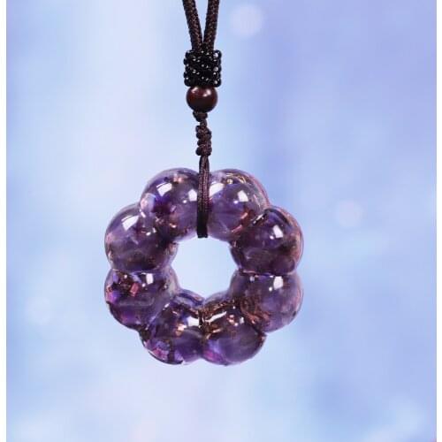 Energy Orgon Pendant Flower Of Life Orgone Necklace With Amethyst Charm Yoga Meditation Healing Chakra Jewelry