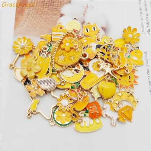 10pcs Mixed Enamel Animal Sun Flowers Heart Pendant Yellow Purple Red Pink Earrings Baby Jewelry Gift Necklace Bracelet Choker