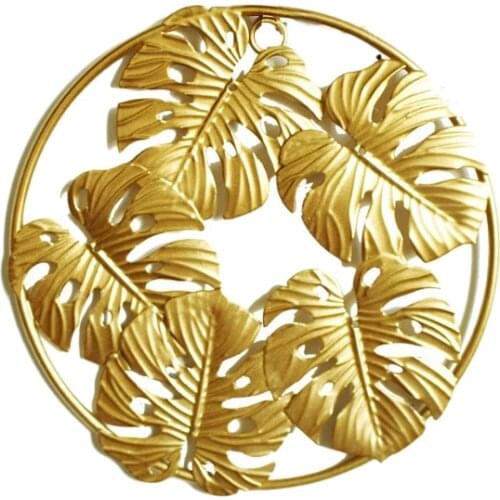 Hot Wall Decoration Creative Home Living Room Shop Iron Gold Three-Dimensional Leaf Wall Hanging Decorative Painting Style D