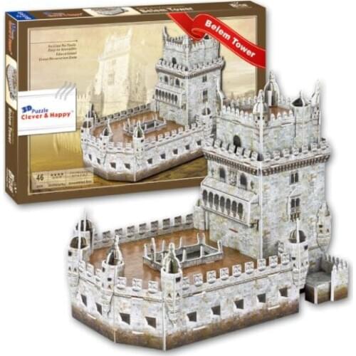 Portugal Belem Tower Architect Education 3D Paper DIY Jigsaw 3446 Puzzle Model Educational Toy Kits Children Boy Gift Toy