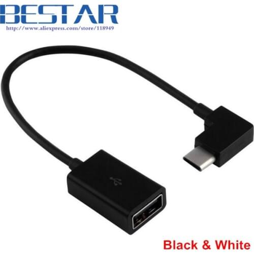 Right Angled 90 Degree USB 3.1 type c USB-C to USB 2.0 Female OTG Cable 10cm White & Blac Type-C On The Go Cables Angle