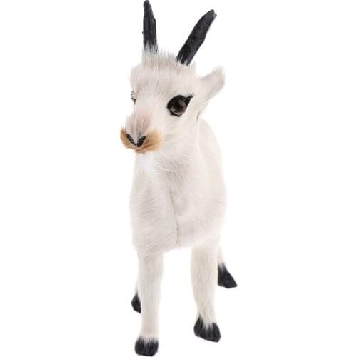 Realistic Polyethylene Furs Standing Goat Animal Model Figurine Home Decoration