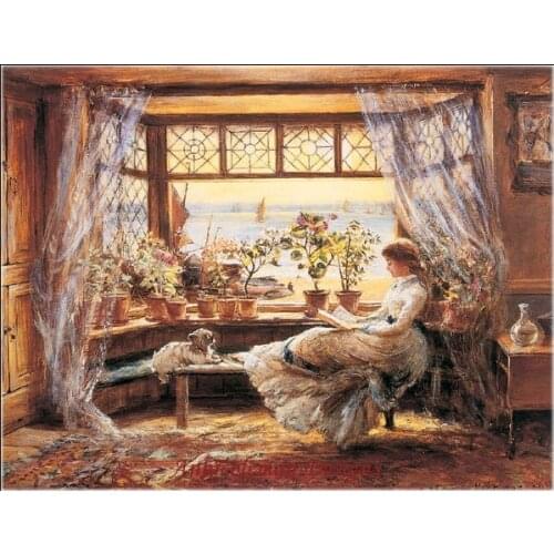 Needlework for embroidery DIY DMC High Quality - Counted Cross Stitch Kits 14 ct Oil painting - Reading by the Window