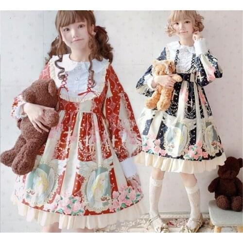 Sweet Lolita Jsk Dress for Girls Princess Medieval Retro Cosplay Doll Maid Halloween Carnival Kids Party Costumes B369
