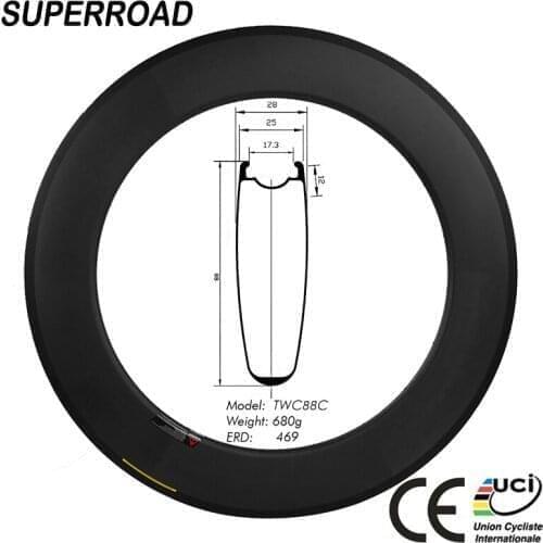 Special Price 28mm Wide 88mm Deep 700C China Toray Carbon Road Bike Cycling Tubeless Rims