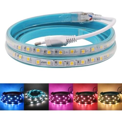Led Strip Light Auto Cycle Running 220V EU Plug 14x8mm Horse Racing Flexible Led Ribbon Waterproof Outdoor Lighting Decoration
