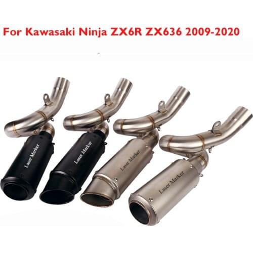 Slip on ZX6R Motorcycle Exhaust Muffler Silencer Escape Middle Link Tube Connection Pipe for Kawasaki Ninja ZX6R ZX636 2009-2020