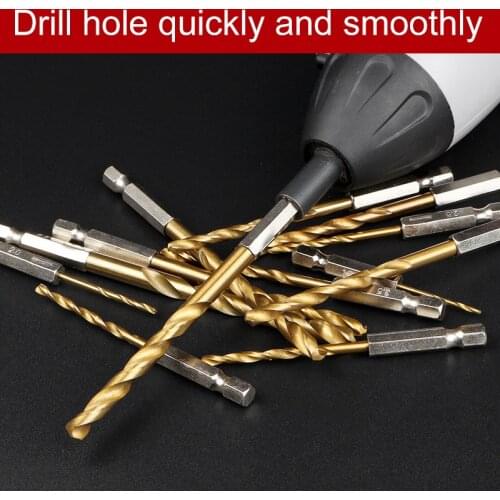 Woodworking High Speed Steel 1/4" Hex Shank Drill Bit Set 13pcs 1.5-6.5mm Hexagonal Screw Drills Power Tools