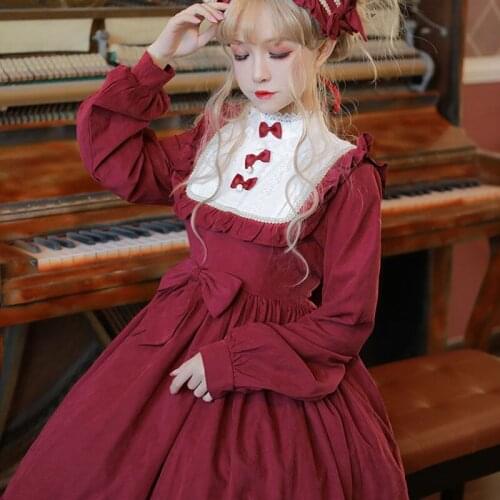 Japanese Lolita Dress Sweet Dallas Dance Vintage Victorian Gothic Daily Bow Lace Princess Tea Party Dresses Kawaii Clothing