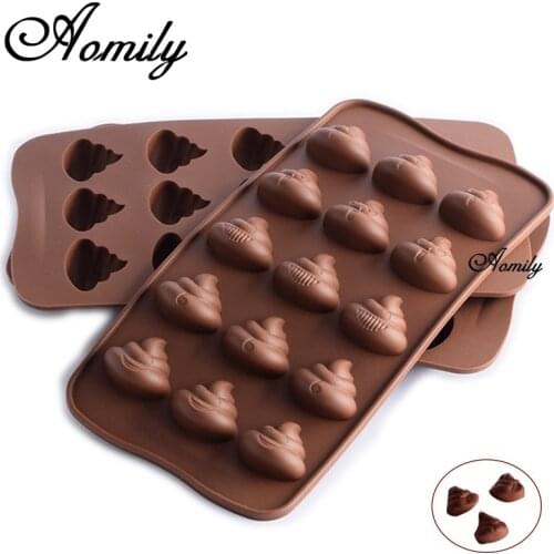 Aomily Cute Smiely Poop Shaped Silicone Soap Candy Fondant Chocolate Kitchen Mould Silicone Chocolate Cookies Cake Funny Mold