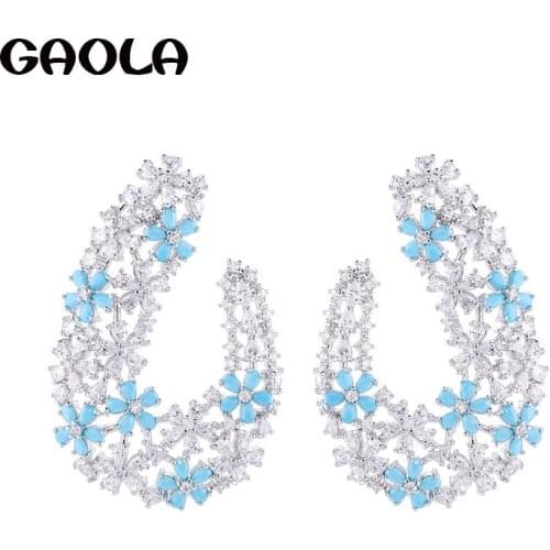 GAOLA Elegant Romatic Statement Micro-inserts Round Crystal Big Stud Earrings Wedding Jwewlry GLE8026
