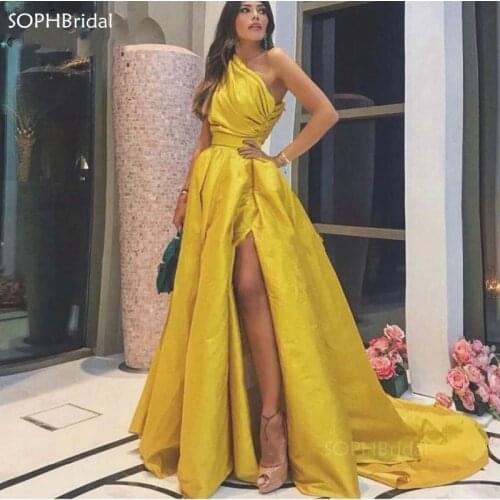 New Arrival One Shoulder Evening Dress 2021 Dubai Robe de Soiree Formal Long Prom Dresses Arabic Celebrity Party Gowns Vestidos