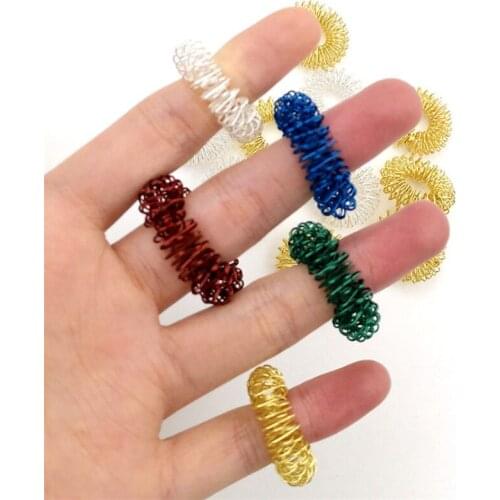 10pcs/Set Blood Circulation Pain Relief Health Care Stainless Steel Finger Massage Ring Acupuncture Ring Therapy Relax Hand