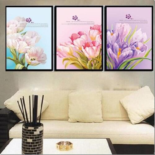 3pcs Flower Series Abstract diamond painting modern floral full square round 5d diy diamond embroidery triptych home decor k830