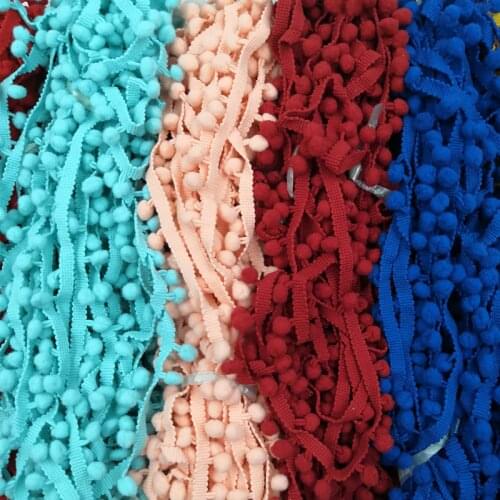 4 Yards Apparel Sewing Accessories Pompom Trim Pom Pom Bobble Braid Tassel Ball Fringe Ribbon Lace Fabric DIY Material Crafts