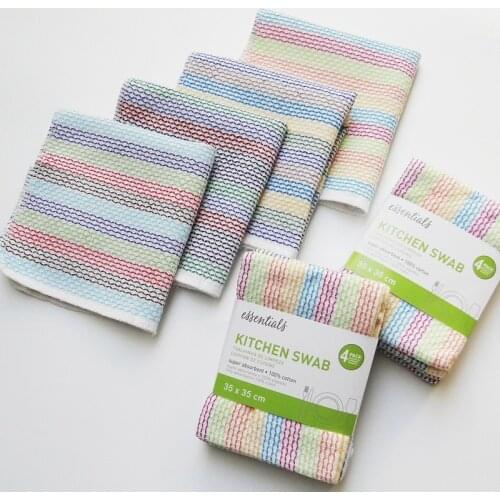 4psc Cleaning Cloth Kitchen Restaurant Napkin Double Layer Cotton Material Dish Towels Absorbent Multifunctional Table Clean