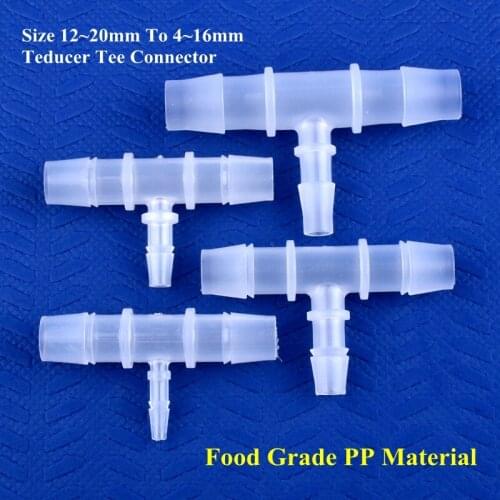5~200pcs Food Grade PP 12~20 To 4~16mm Reducing Tee Connector Garden Irrigation Reducer Tee Aquarium Fish Tank Pagoda Hose Joint