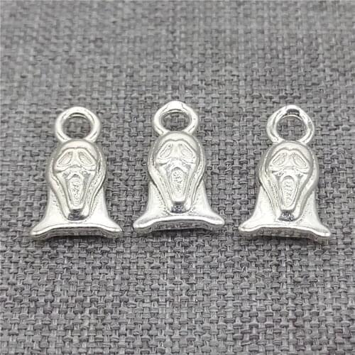 5pcs of 925 Sterling Silver Screaming Small Mask Charms for Halloween Bracelet