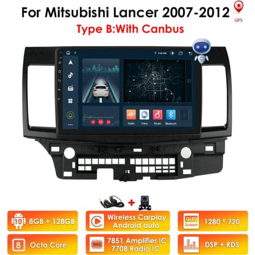 Android 10 For Mitsubishi Lancer 10 2007-2013 4G+64G Canbus Car Radio Multimedia Video Player Navigation GPS 2 Din NO DVD 4G LTE