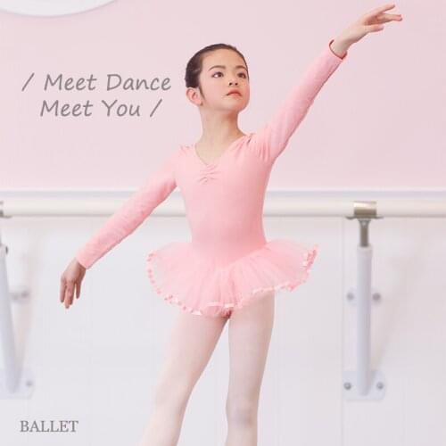 Ballet Dress Kids Dance Gymnastics Ballet Leotards For Girls Long Sleeve Cotton Dance Wear Costumes Girl Skirt Performance