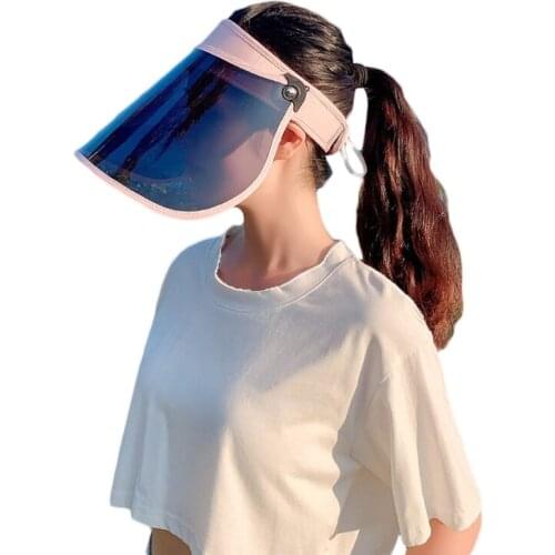 CPDD Women Summer Transparent Sun Visor Hat Windproof UV Protection Cover Empty Top Adjustable Foldable Beach Baseball