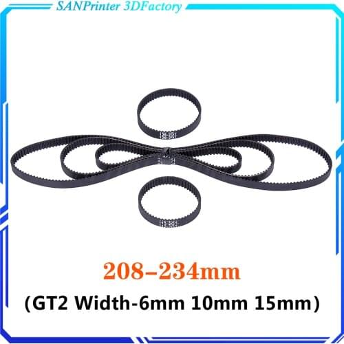 3D Printer Parts GT2 Closed Loop Timing Belt Rubber 2GT 6mm208 210 212 214 216 218 220 222 224 226 228 230 232 234mm Synchronous