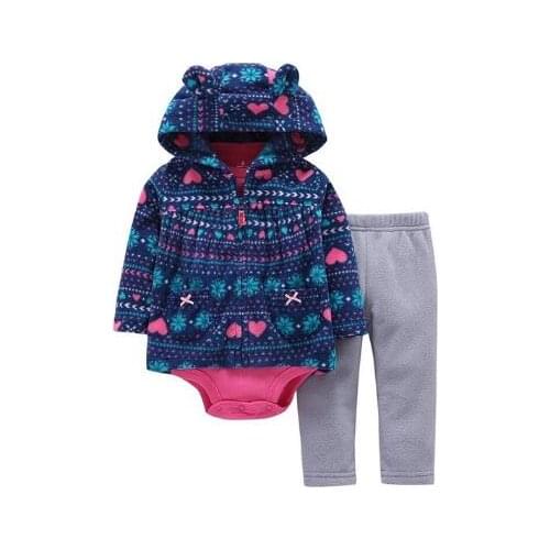 Baby Siamese set childrens cotton fleece suit boys and girls cartoon hooded jacket clothes trousers childrens clothing
