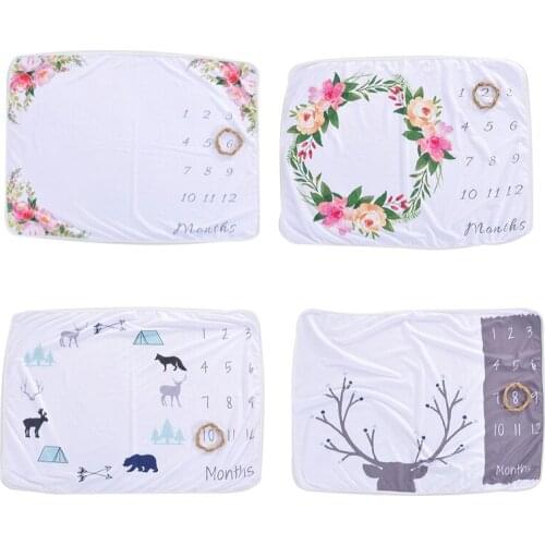 Baby Blanket Newborn Swaddle Stroller Bedding Wrap Photo Background Monthly Growth Cartoon Number Blanket