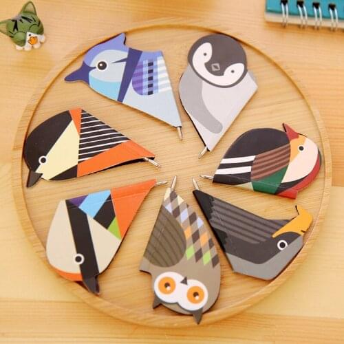 DHL 500pcs Kawaii Bird Mini Magnetic Bookmark with Blue Ink Ball pen Animal Magnetic Bookmark Stationery School Supplies