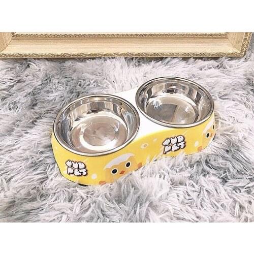 Double Pet Bowls Dog Food Water Feeder Stainless Steel Pet Drinking Dish Feeder Cat Puppy Feeding Supplies Small Dog Accessories