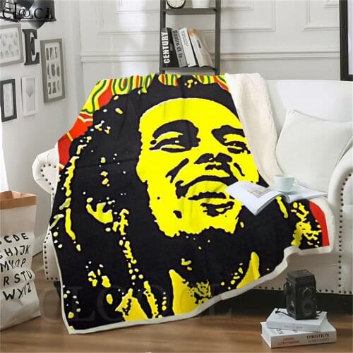 Double Layer Blanket Star Singer Bob Marley Printed Adult Throw Blanket for Bed Cover Sofa Travel Thick Adult Quilt Dropshipping