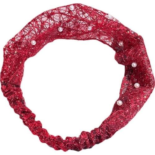 MISANANRYNE Luxury Elegant Pearls Lace Thin Elastic Headband Hair Holder Sweet Hairbands Bandanas Fashion Hair Accessories 2020