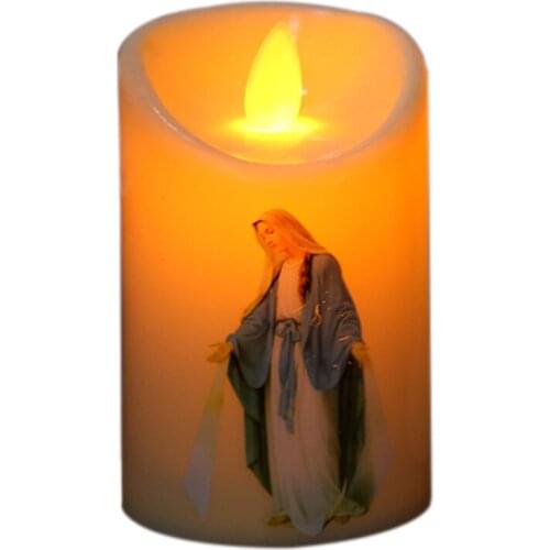 Electronic Candle 1pcs Lamp LED Tealight Romantic Light Candles Creative Jesus Christ Votive Flameless Battery Best Gift