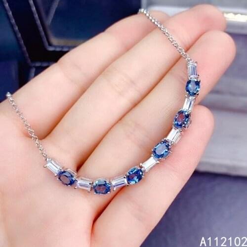 KJJEAXCMY fine jewelry 925 sterling silver inlaid natural blue topaz bracelet exquisite girl hand bracelet support test