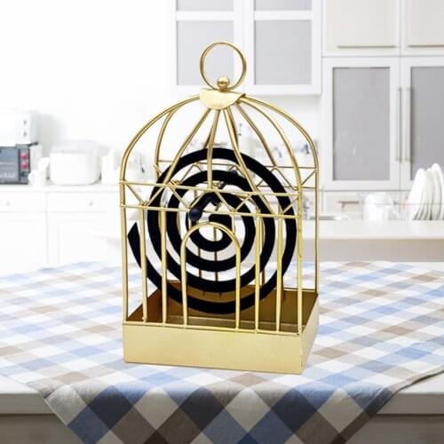 Birdcage Shaped Mosquito Repellent Incense Holder Tray Fireproof Coil Box Metal Wrought Iron Burners Plate Rack Home Hotel Decor