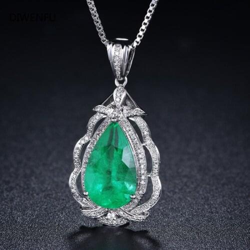 Silver S925 Natural Emerald Jewelry Pendant 9 Karat Colombian Pendant Pear-Shaped Emerald Necklace Pierscionki Pendant Bizuteria