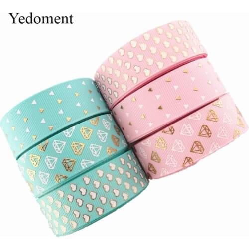 18050903, 7/8" 22mm 10 yards/lot gold foil printed grosgrain ribbon Valentines Day gift packaging DIY handmade materials