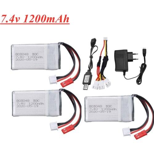 7.4V 1200mAh 30c Lipo Battery For MJXRC X600 RC Drone Quadcopter Spare Parts 2s 7.4v 803048 Rechargeable Battery and charger set