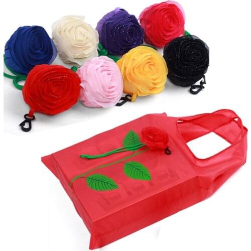 Multi-color Rose Flower Reusable Eco Bags Foldable Shopping Travel Grocery Bag Fruit Bag Shopping Bag Large Capacity