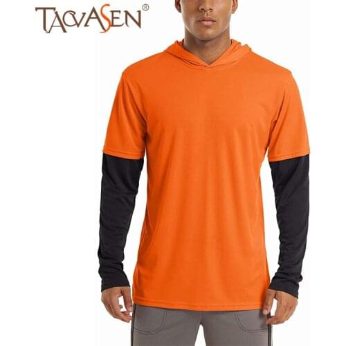 TACVASEN Mens Sun Protection Hiking T Shirt UPF 50+ Hoodies Shirts Quick Dry Outdoor Tees Long Sleeve Fishing Trekking T-Shirts