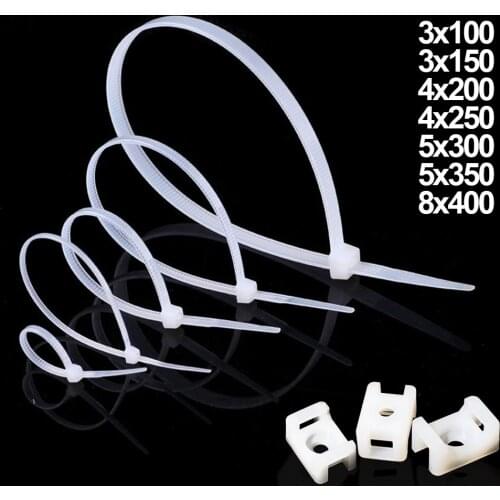 100pcs 50pcs 3*100/150 4*200/250 5*300/350 8*400 Network Wire Nylon Plastic Self-locking Cable Zip Tie