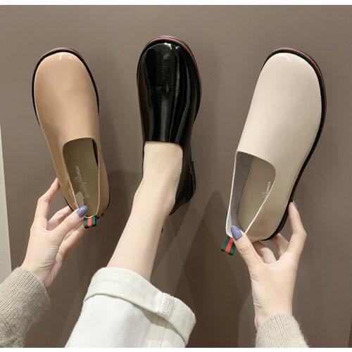New retro grandma shoes Ladies loafers shoes shallow mouth wild single shoes Womens Fashion shoes Round head pea shoes U15-61