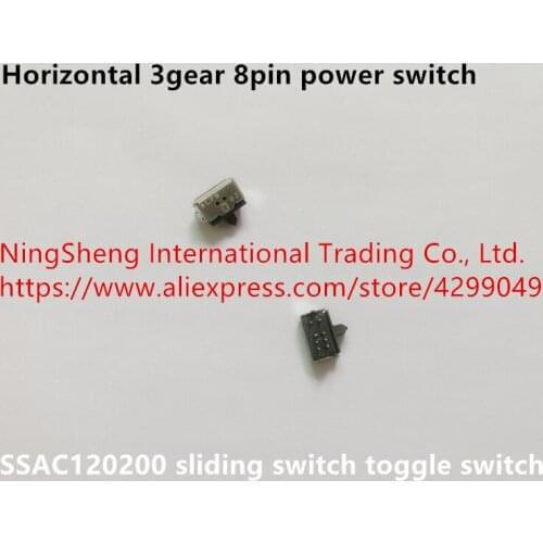Original new 100% SSAC120200 sliding switch toggle switch horizontal 3gear 8pin power switch