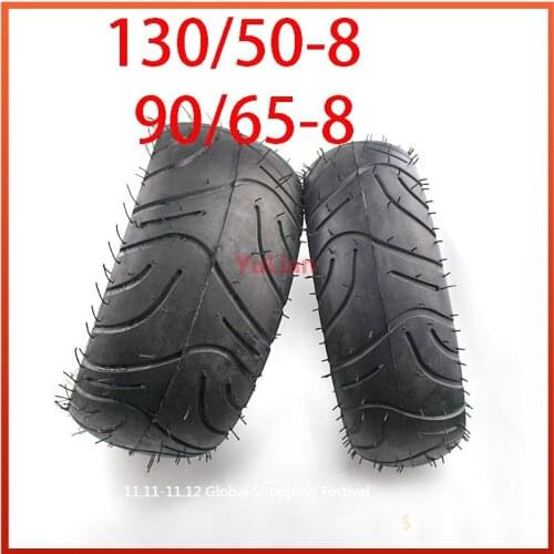 90/65-8 front Tire & 130/50-8 rear Tire Tubeless Tyres vacuum For Buyang Electric Scooter Pocket bike Mini 40psi/38psi