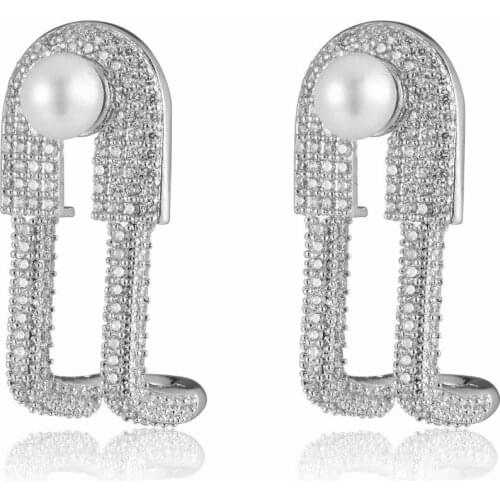 GrayBirds New Luxury Pins Earrings High Quality Copper With Zircon And Shell Pearl Fashion Jewelry For Women XYE017