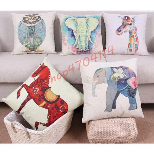 Nordic wind animal design, digital printing cotton and hemp pillow, sofa cushion
