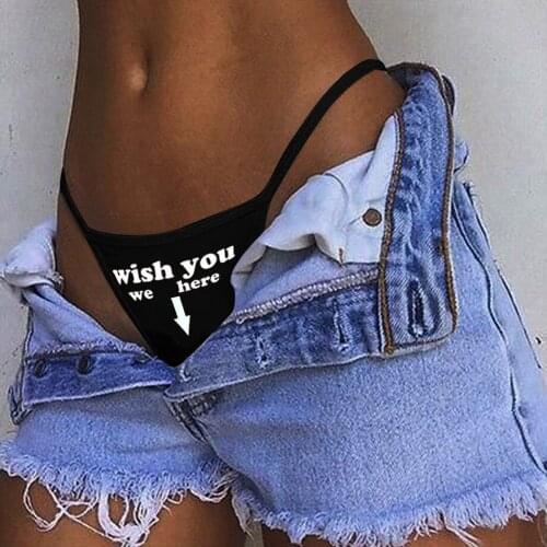 Women Sexy Hot Thong Lingerie Funny Printing Solid Color High Waigeriest Physiological Underwear Solid Cotton Female Brief