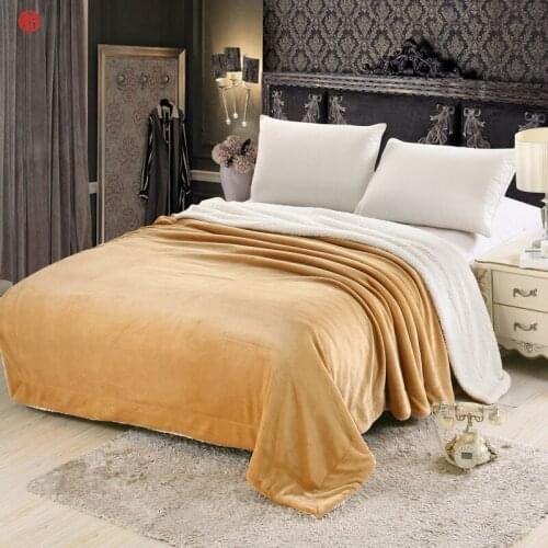 Home Textile Winter Blanket Flannel Lamb Cashmere Double Side Super Warm Soft Camel Throw Grey Coffee Bed Cover Multifunction