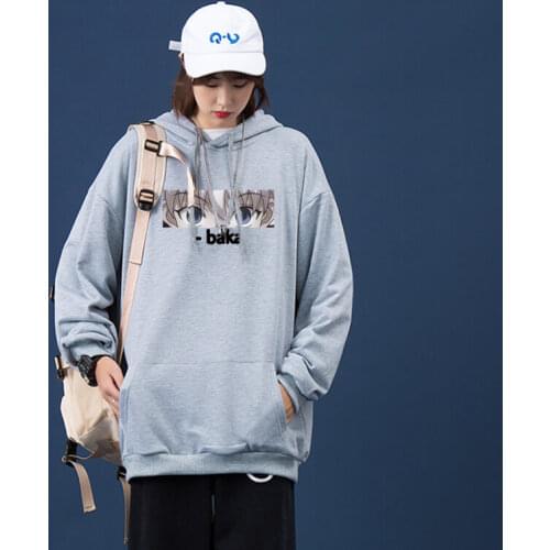 Kawaii Hoodie Anime Cartoon Killua BAKA Graphic Sweatshirt Men Women Harajuku Hip Hop Loose Streetwear Fleece Warm Cotton Tops